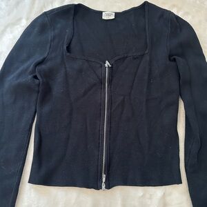Black Zip-Up Cardigan